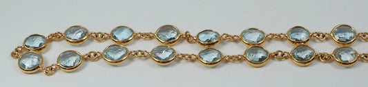 Solid 18ct Yellow Gold & Checkerboard Cut Topaz 40cm 15.75" Cable Chain Necklace