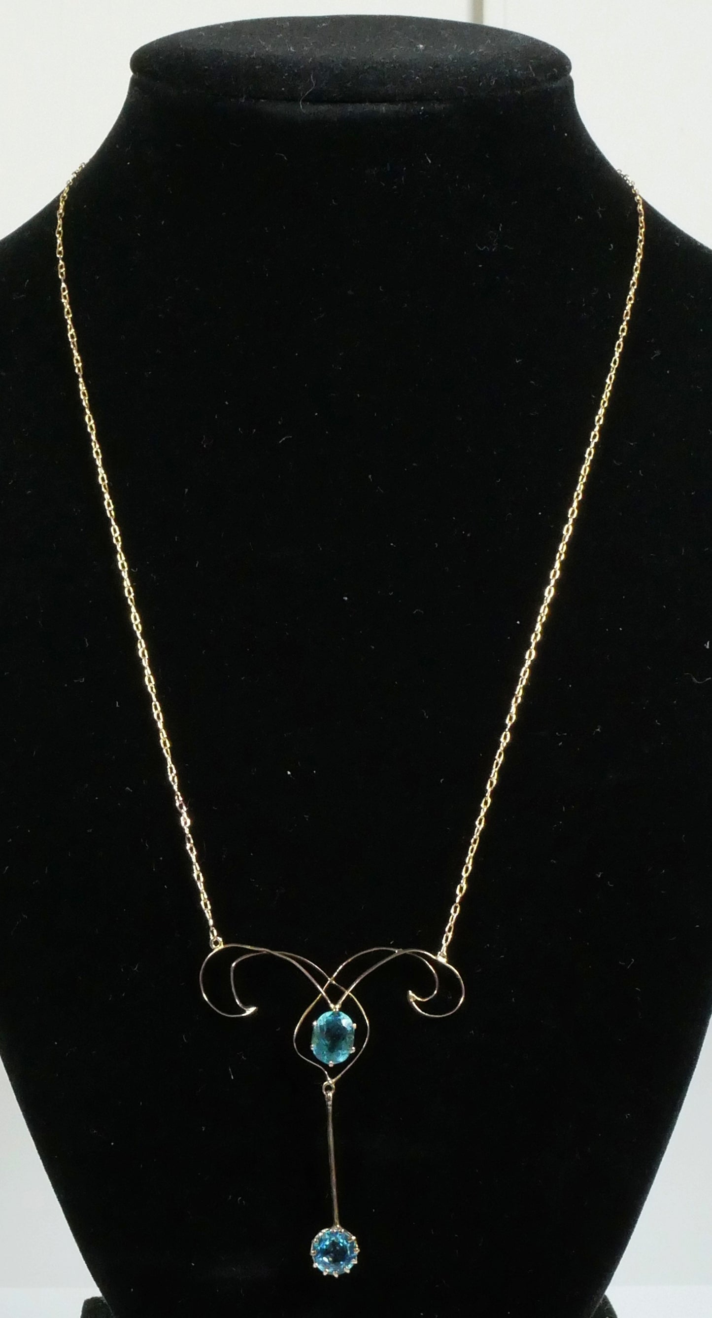 Antique Edwardian 1910 Solid 9ct Yellow Gold 44cm 17.5" Lavalier Chain Necklace