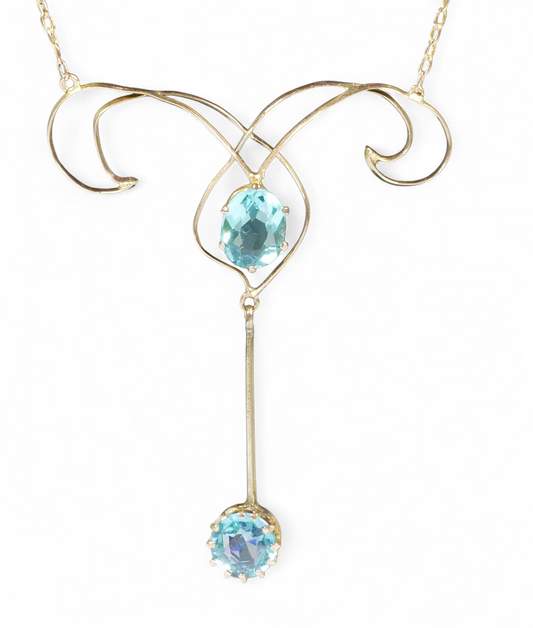 Antique Edwardian 1910 Solid 9ct Yellow Gold 44cm 17.5" Lavalier Chain Necklace