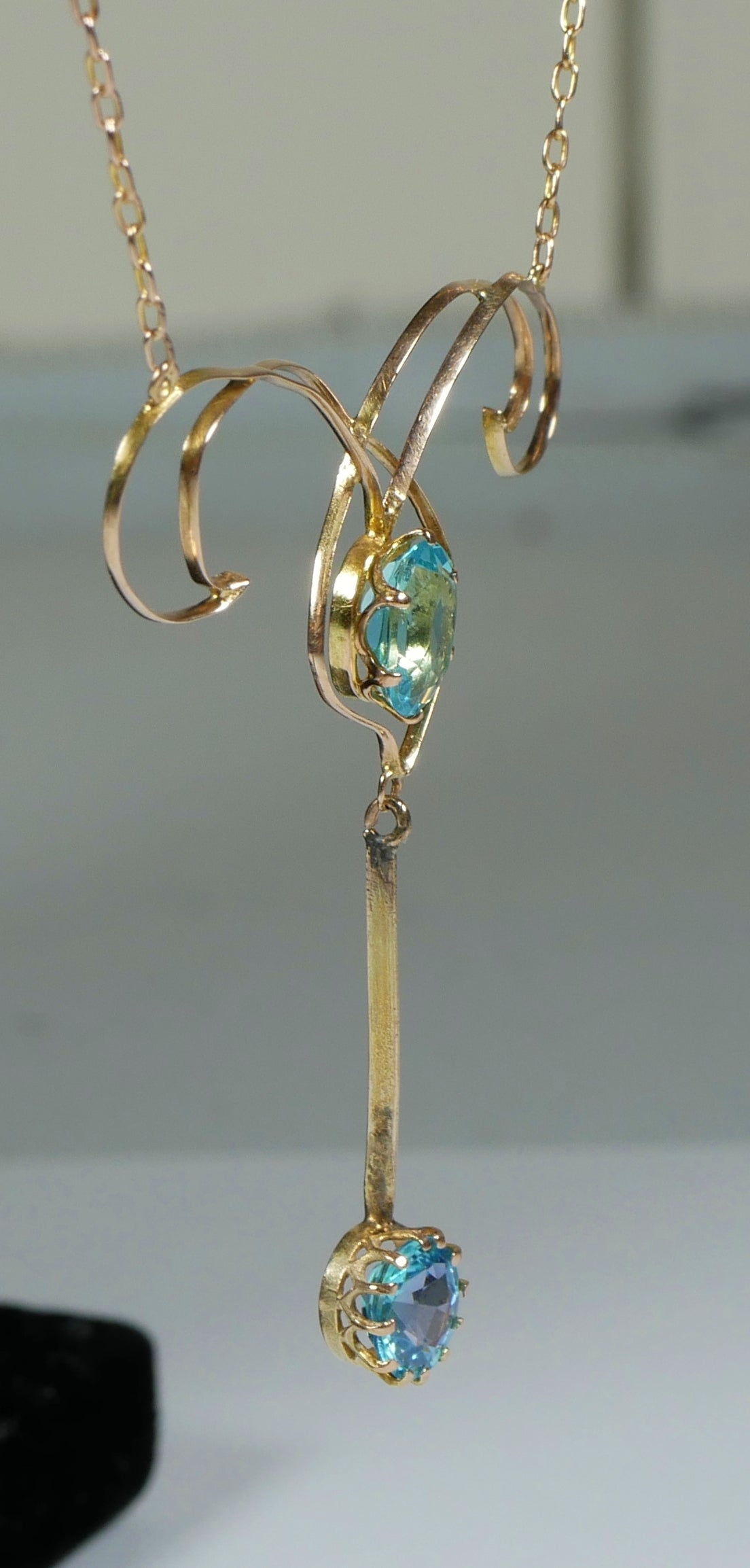 Antique Edwardian 1910 Solid 9ct Yellow Gold 44cm 17.5" Lavalier Chain Necklace