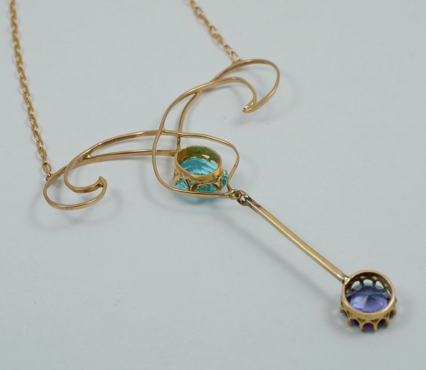 Antique Edwardian 1910 Solid 9ct Yellow Gold 44cm 17.5" Lavalier Chain Necklace