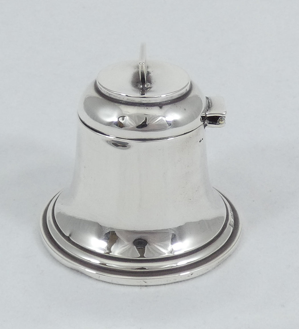 Antique Edwardian 1913 Sterling Silver 6cm Bell Shape Inkwell Ink Well Desk Set