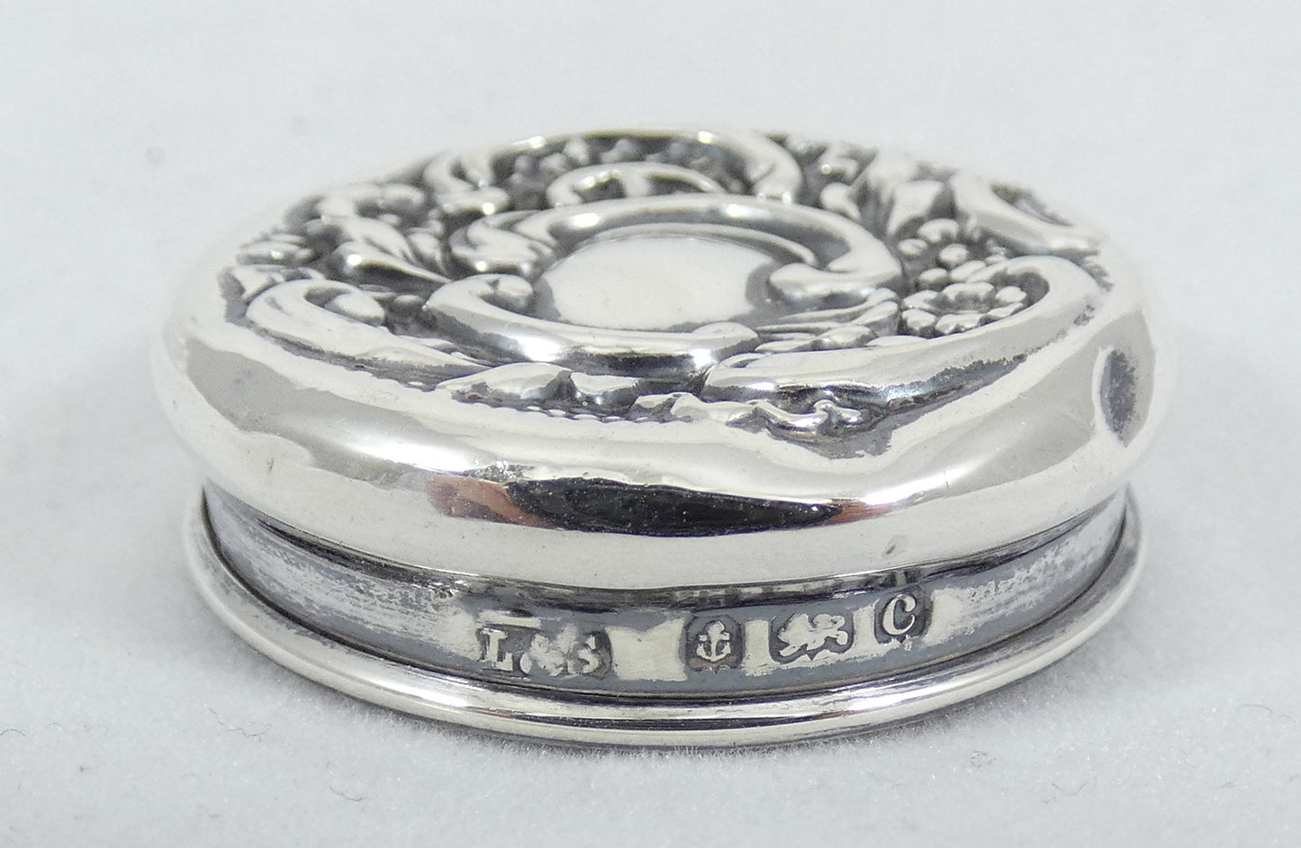 Antique Edwardian 1902 Sterling Silver Glass Rouge Pot Scent Hobnail Bottle Jar