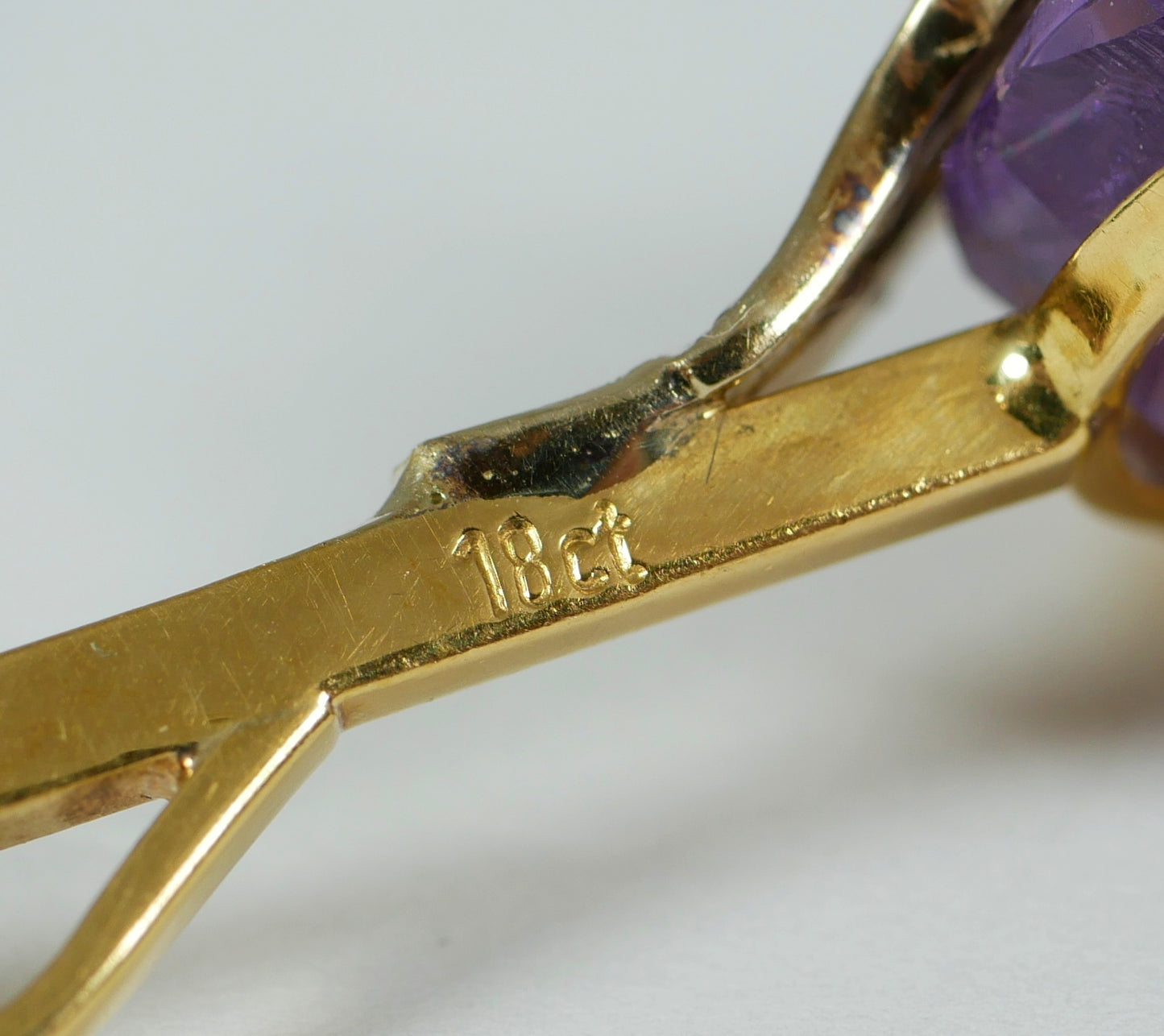 Large 47mm Solid 18ct Yellow Gold 34ct Amethyst & Diamond Necklace Pendant 12gm