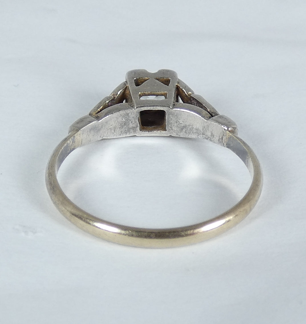 Antique Art Deco 9ct Yellow Gold & Silver White Topaz Dress Ring Size 6.5 M 52