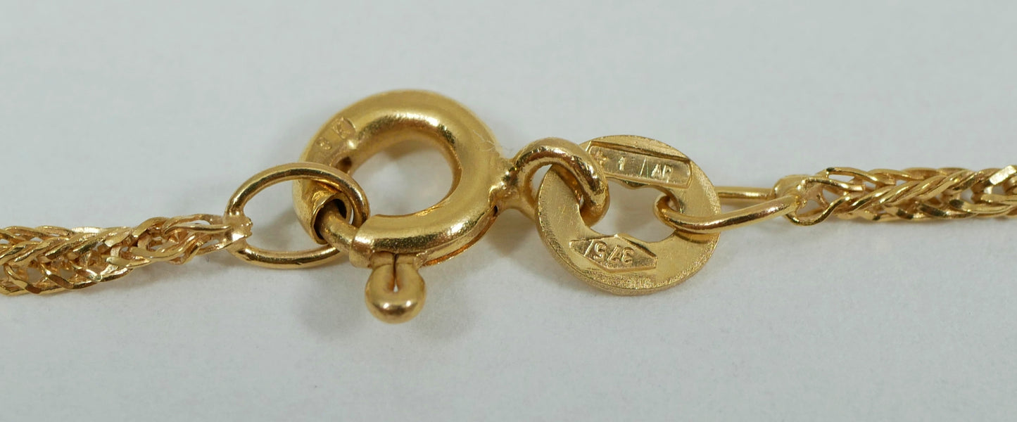 Italian Solid 9ct Yellow Gold 18cm 7" 1.5mm Singapore Link Chain Bracelet 375