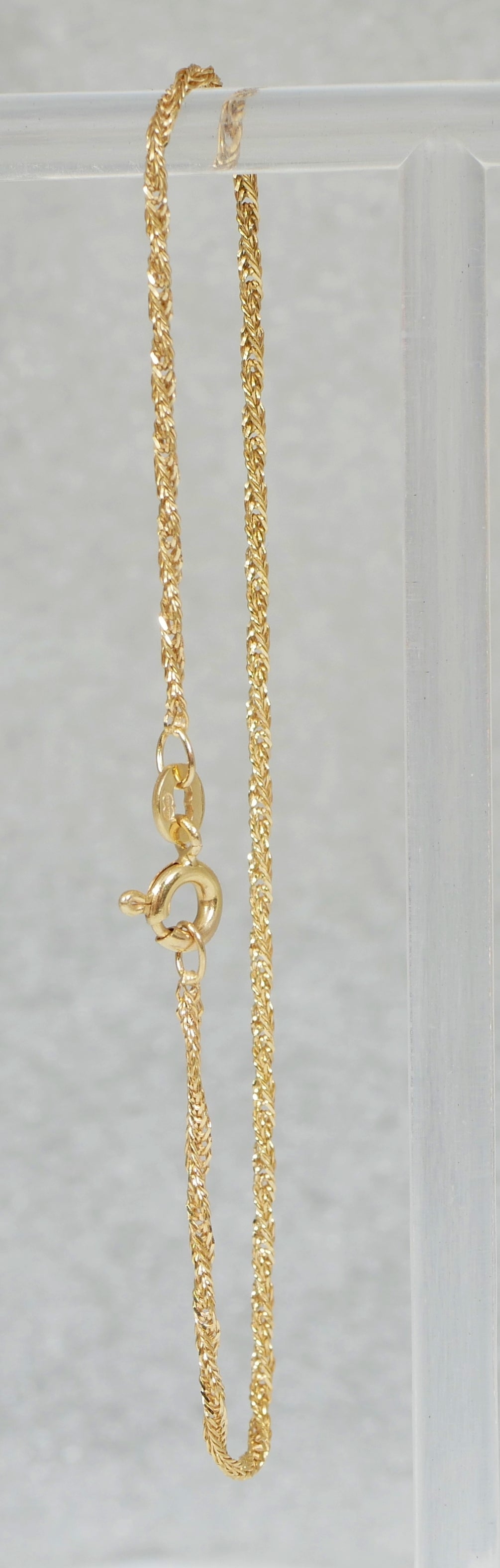 Italian Solid 9ct Yellow Gold 18cm 7" 1.5mm Singapore Link Chain Bracelet 375