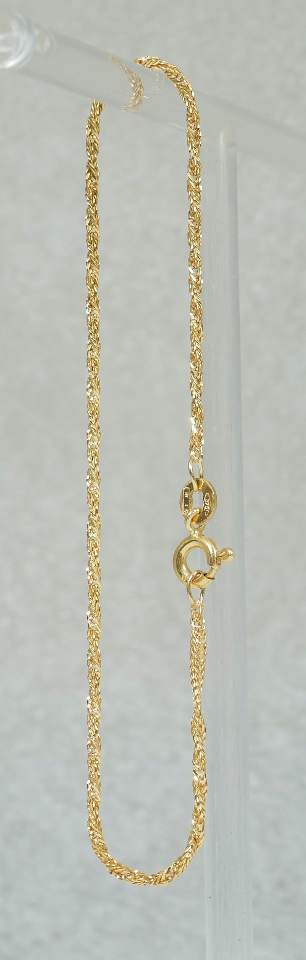 Italian Solid 9ct Yellow Gold 18cm 7" 1.5mm Singapore Link Chain Bracelet 375