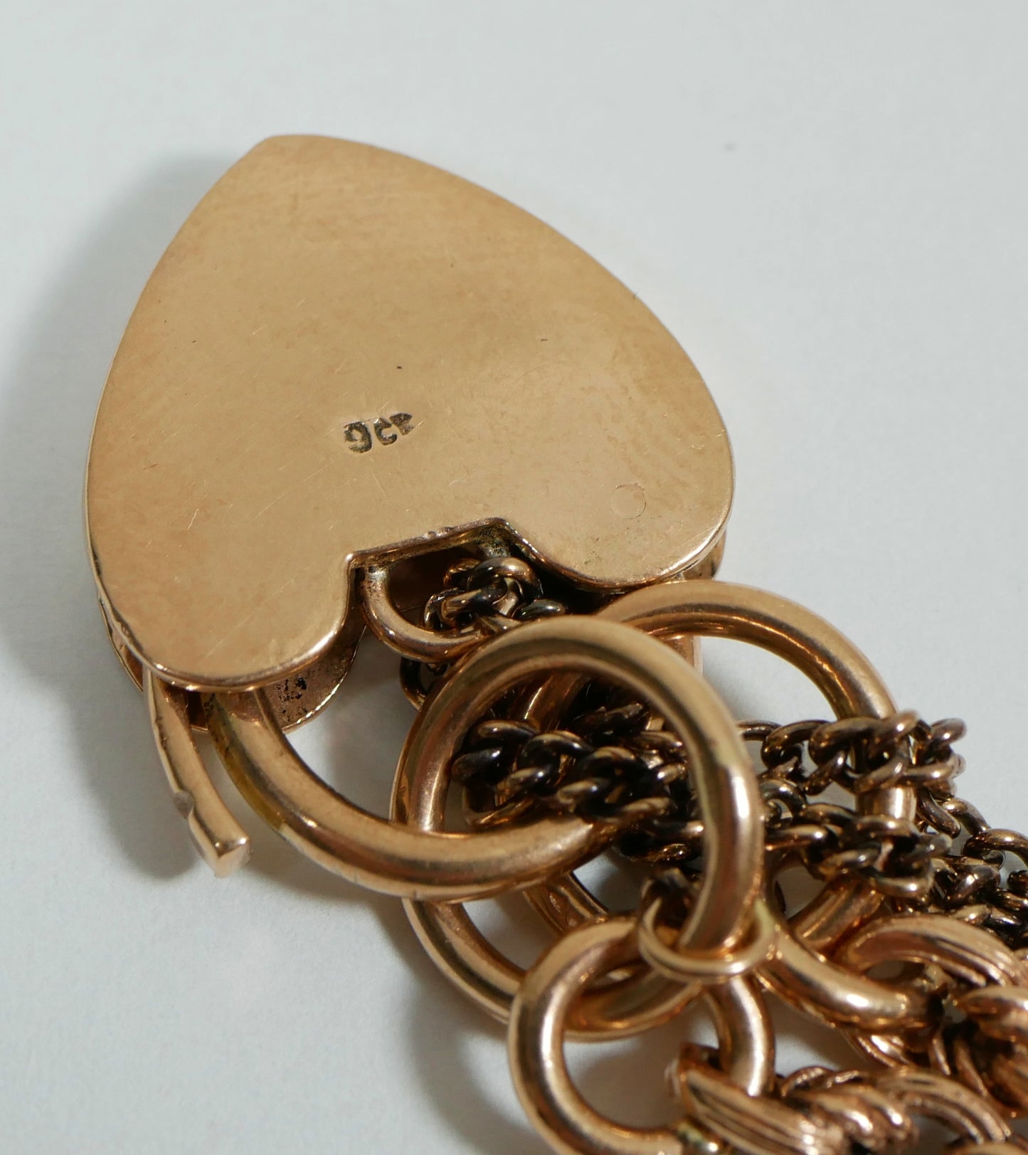 Antique Style 9ct Rose Gold 19cm 7.5" Fancy Albert Chain Bracelet Padlock Clasp