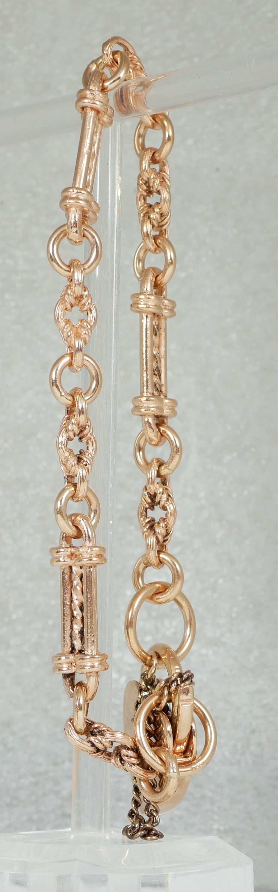 Antique Style 9ct Rose Gold 19cm 7.5" Fancy Albert Chain Bracelet Padlock Clasp