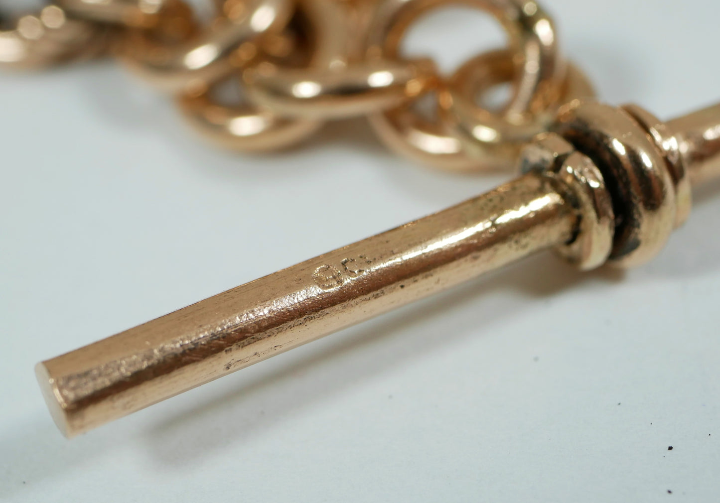 Antique Style Solid 9ct Rose Gold 58cm 23" Fancy Albert Necklace Chain T Bar 61g