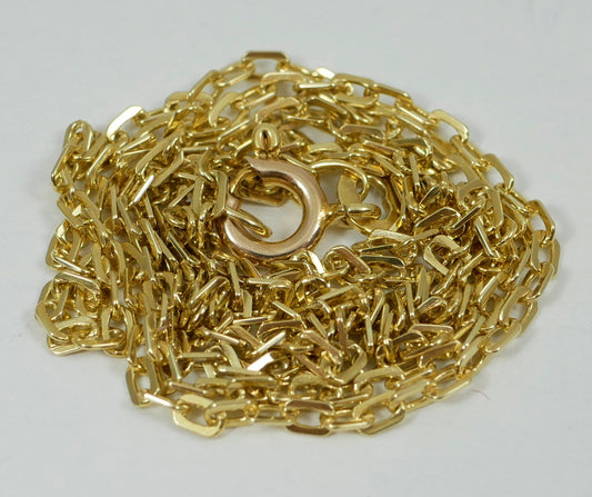 Italian Solid 14ct Yellow Gold 49cm 19" 2mm Square Box Cable Chain Necklace 585