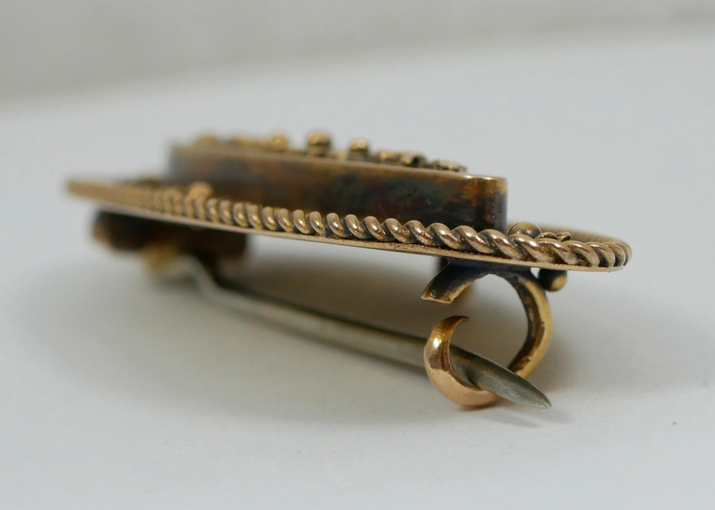 Antique 1890 Victorian Solid 15ct Yellow Gold Etruscan Revival Brooch Pin Flower