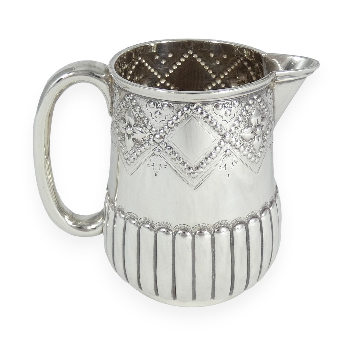 Antique Victorian 1872 Heavy Sterling Silver Milk Jug Creamer London Pitcher