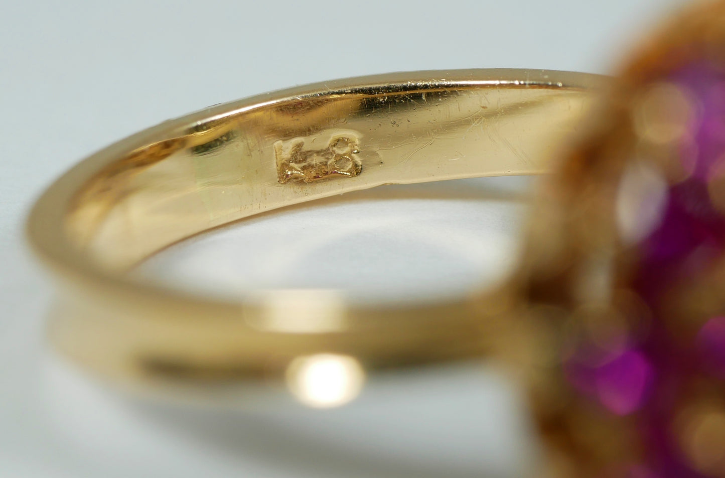 Solid 18ct Yellow Gold Pink Sapphire Cluster Princess Cocktail Ring Size 6 L 51