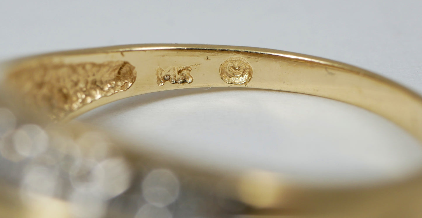 Solid 14ct Yellow Gold Channel Set Ruby & Diamond Cluster Dress Ring Size 7 N 54