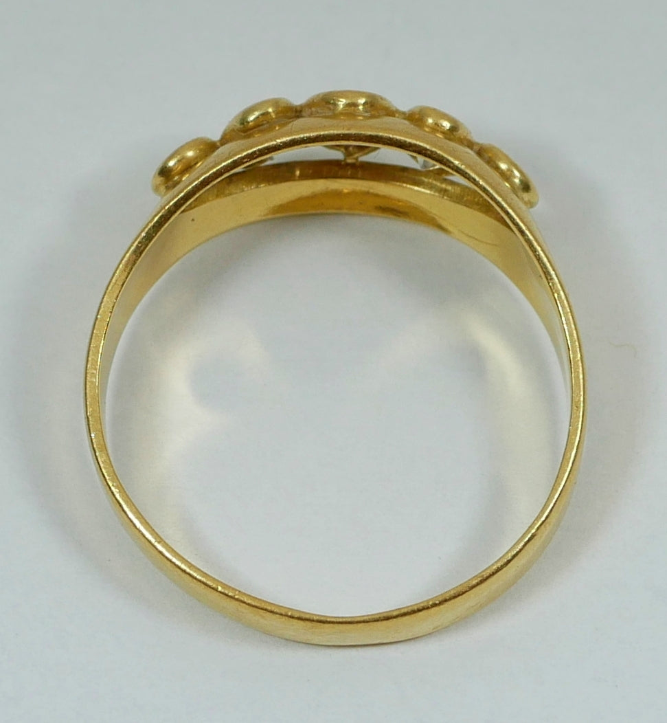 Solid 18ct Yellow Gold Marquise Ruby & Sapphire 5 Stone Dress Ring Size 7.5 O 55