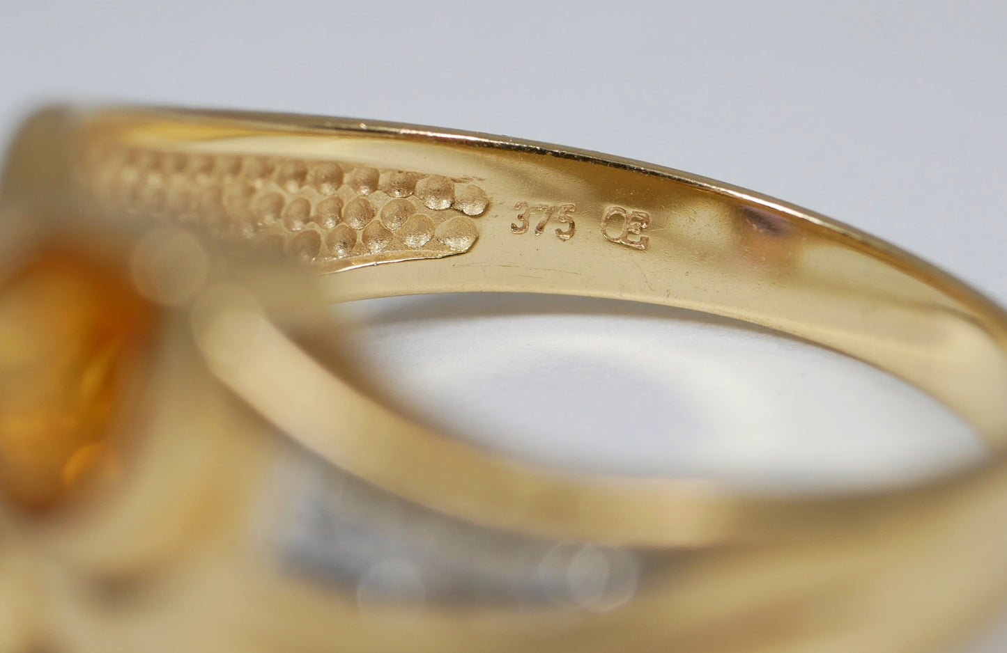 Solid 9ct Yellow Gold Amethyst Citrine Diamond Toi et Moi Dress Ring Size 7 N 54