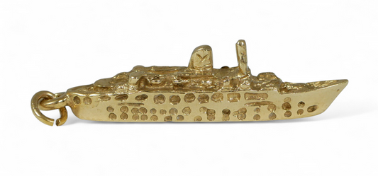 Heavy Solid 9ct Yellow Gold Cruise Ship Fairstar Ocean Liner Boat Pendant Charm