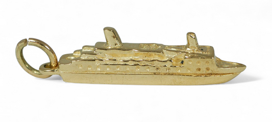 Solid 9ct Yellow Gold Cruise Ship Pacific Sky Ocean Liner Boat Pendant Charm P&O