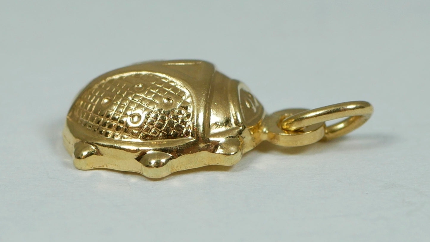 Solid 9ct Yellow Gold Ladybird Beetle Bug Pendant Bracelet Charm Lady Bird 375