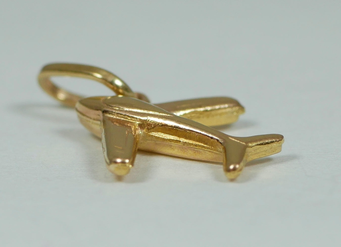 Lovely Solid 9ct Yellow Gold Aeroplane Airplane Plane Pendant Bracelet Charm 375