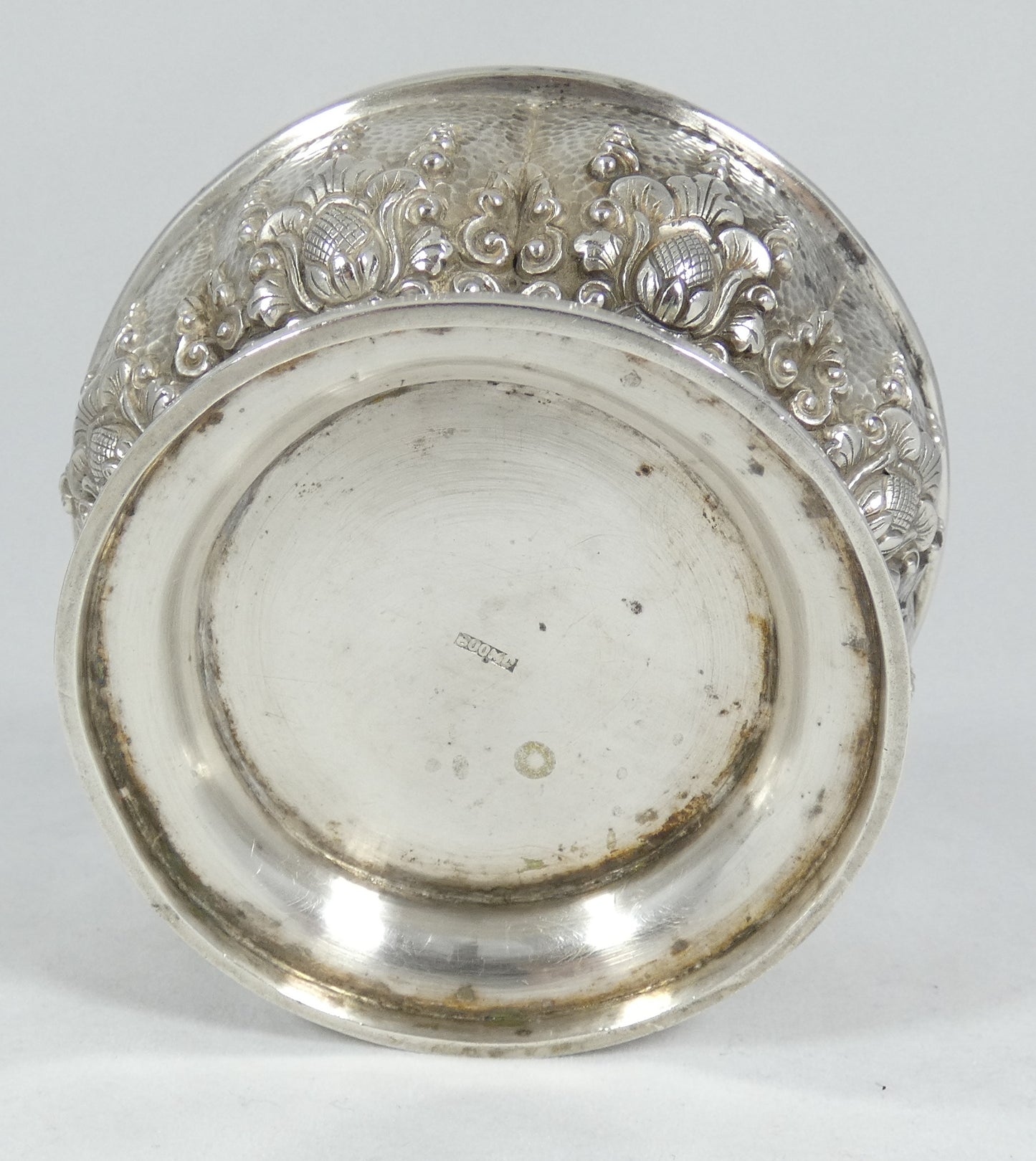 Antique Vintage Indonesian Solid 800 Silver Yogya Sugar Bowl Trinket Dish Lotus
