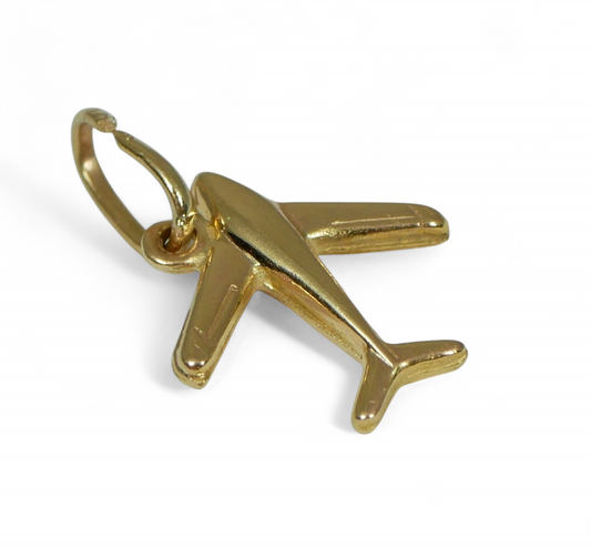 Lovely Solid 9ct Yellow Gold Aeroplane Airplane Plane Pendant Bracelet Charm 375