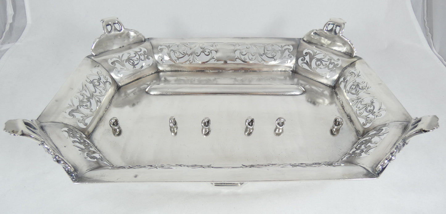Antique Victorian 1863 Large Sterling Silver Desk Set Standish Inkwell Ink Well