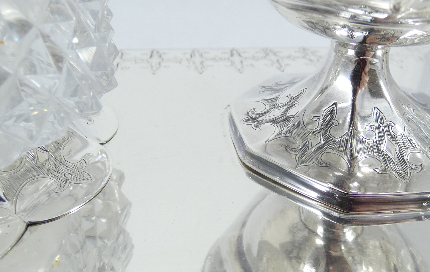 Antique Victorian 1863 Large Sterling Silver Desk Set Standish Inkwell Ink Well