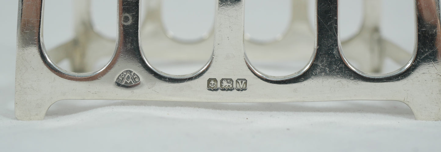 Antique Art Deco 1945 Sterling Silver Cathedral Toast Rack Letter Holder English