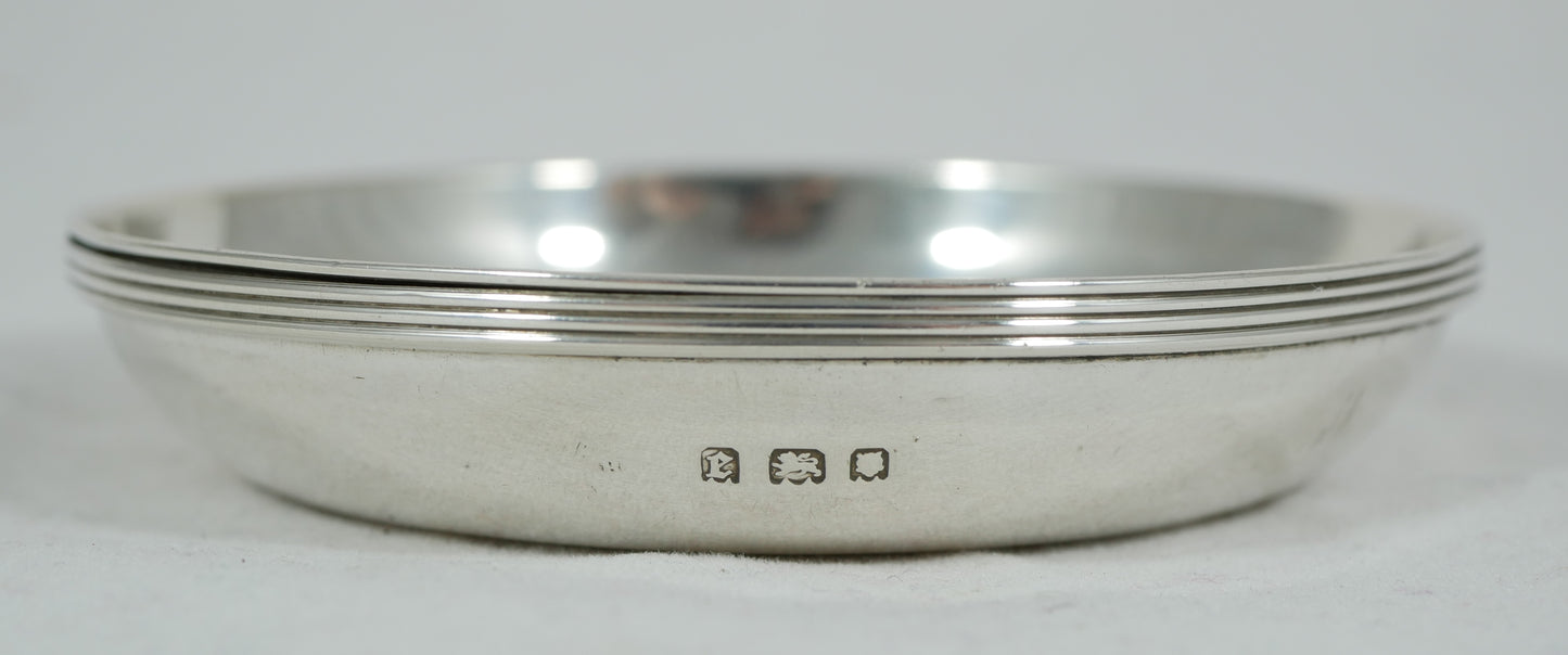 Antique Edwardian 1920 Sterling Silver Small 8cm Tea Bag Dish Tray Coaster Plate