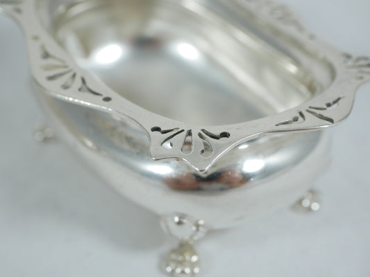 Antique Edwardian 1909 Pair of Sterling Silver Open Salt Cellars Bowls Set E&Co