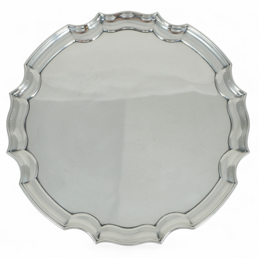 Antique Art Deco 1922 Sterling Silver 20.5cm 8" Serving Card Tray Salver Plate