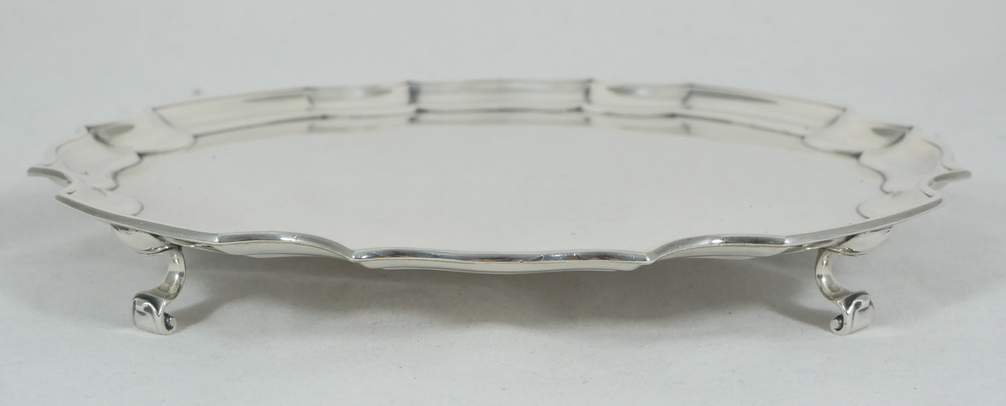 Antique Art Deco 1922 Sterling Silver 20.5cm 8" Serving Card Tray Salver Plate