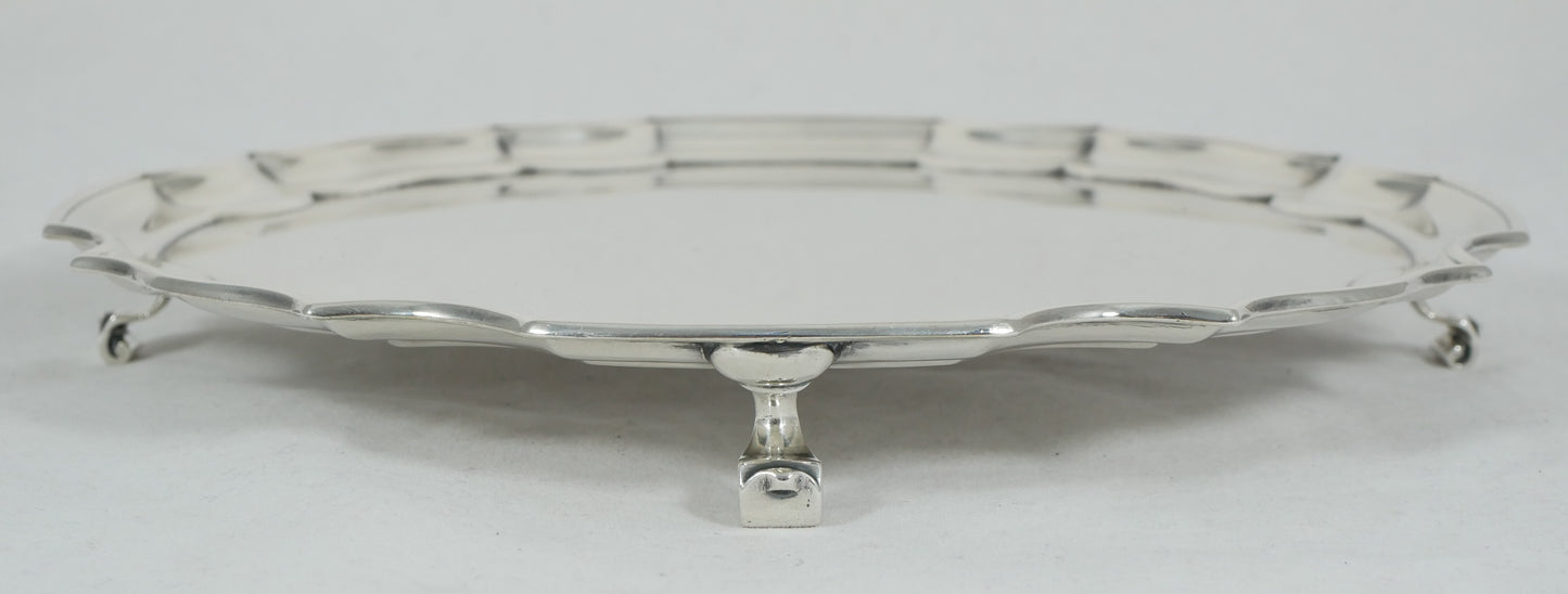 Antique Art Deco 1922 Sterling Silver 20.5cm 8" Serving Card Tray Salver Plate