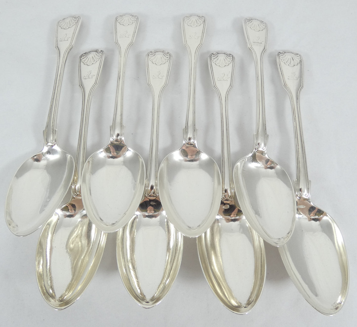 Antique Georgian 1836 42pc 8pl Sterling Silver Cutlery Set Fiddle Thread & Shell