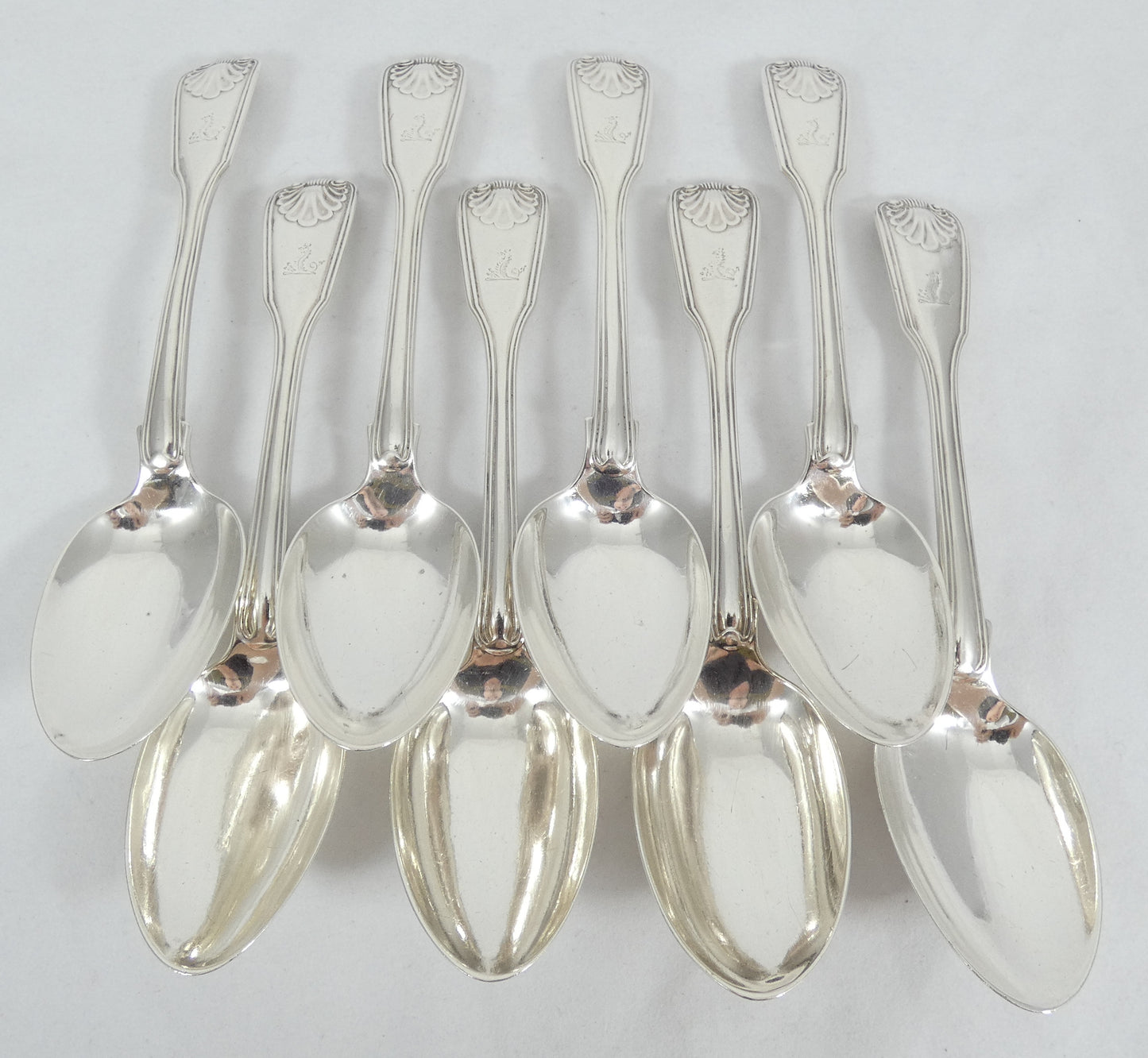 Antique Georgian 1836 42pc 8pl Sterling Silver Cutlery Set Fiddle Thread & Shell