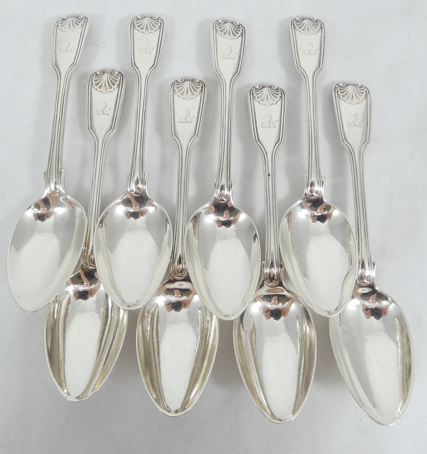 Antique Georgian 1836 42pc 8pl Sterling Silver Cutlery Set Fiddle Thread & Shell