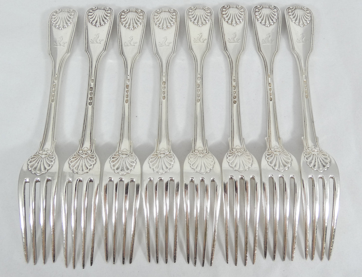Antique Georgian 1836 42pc 8pl Sterling Silver Cutlery Set Fiddle Thread & Shell
