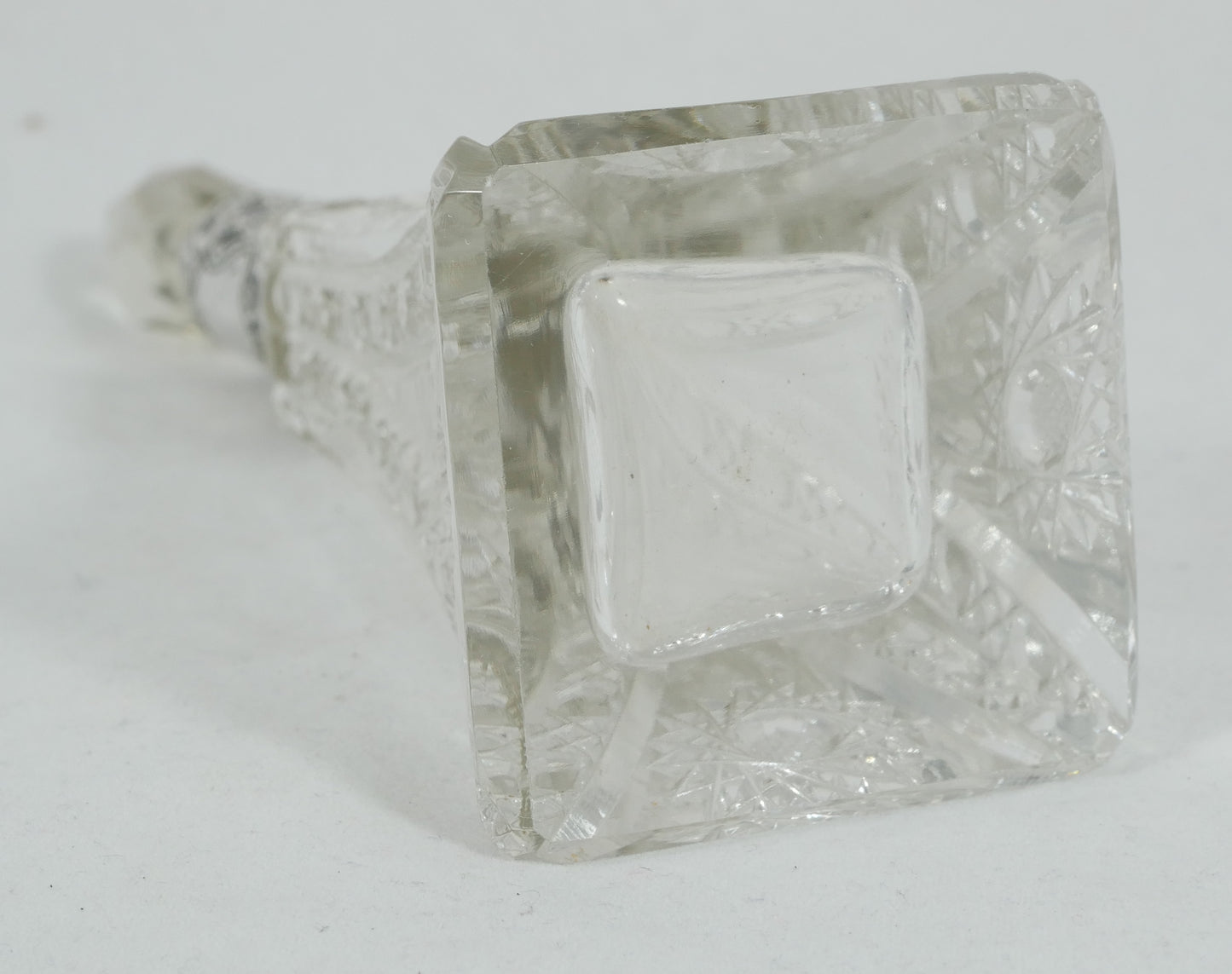 Antique Edwardian 1912 Sterling Silver Square Base Perfume Scent Bottle Stopper