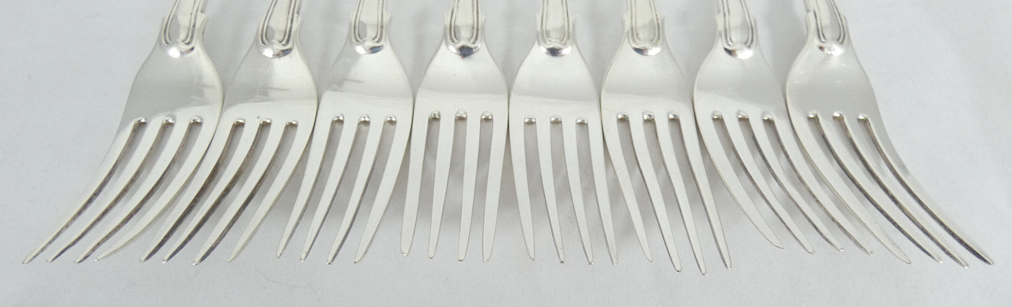 Antique Georgian 1836 42pc 8pl Sterling Silver Cutlery Set Fiddle Thread & Shell