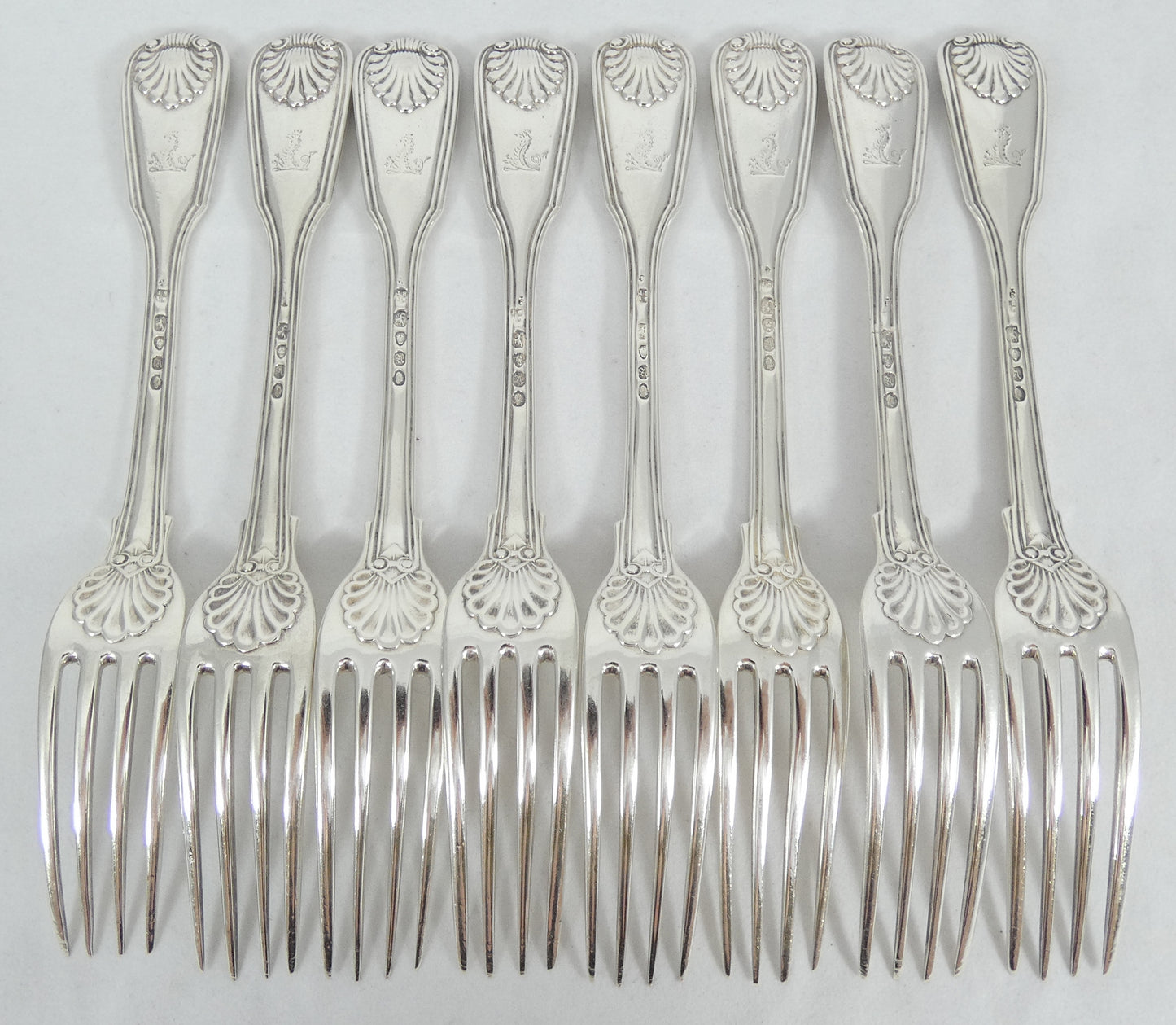 Antique Georgian 1836 42pc 8pl Sterling Silver Cutlery Set Fiddle Thread & Shell