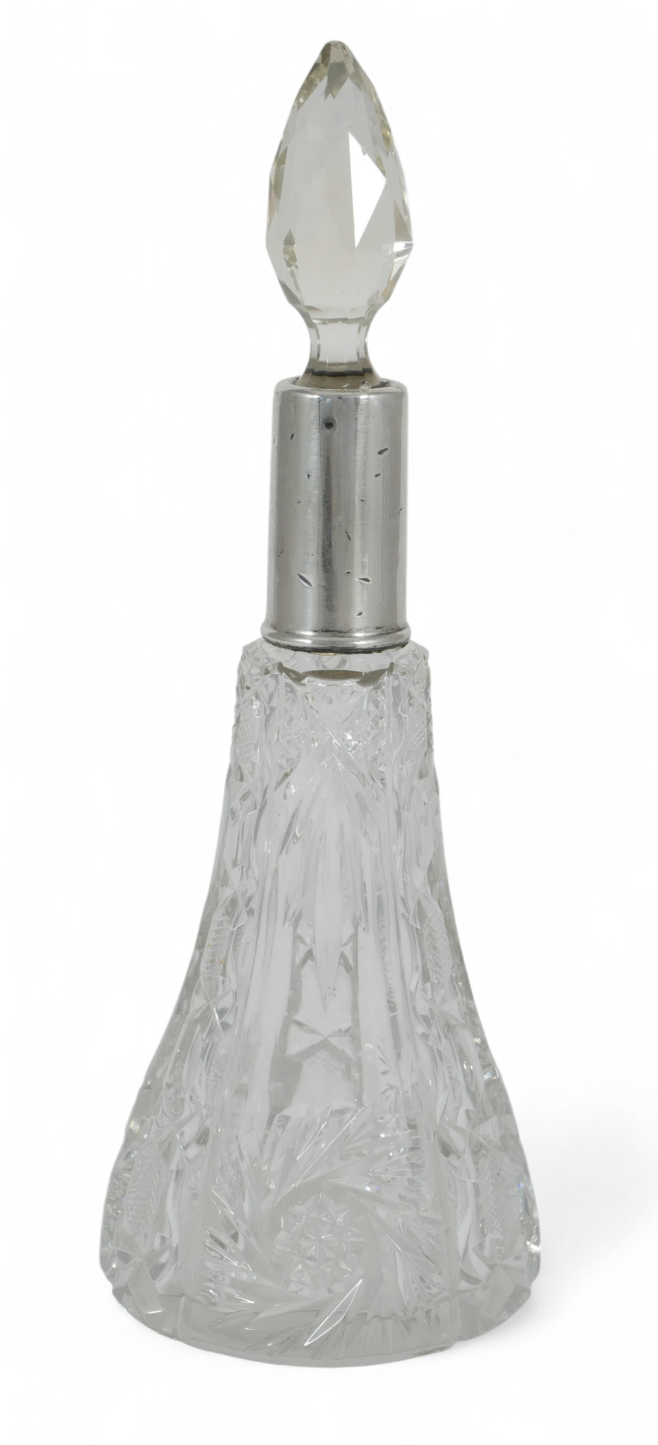 Antique Edwardian 1915 Sterling Silver Round Base Perfume Scent Bottle Stopper