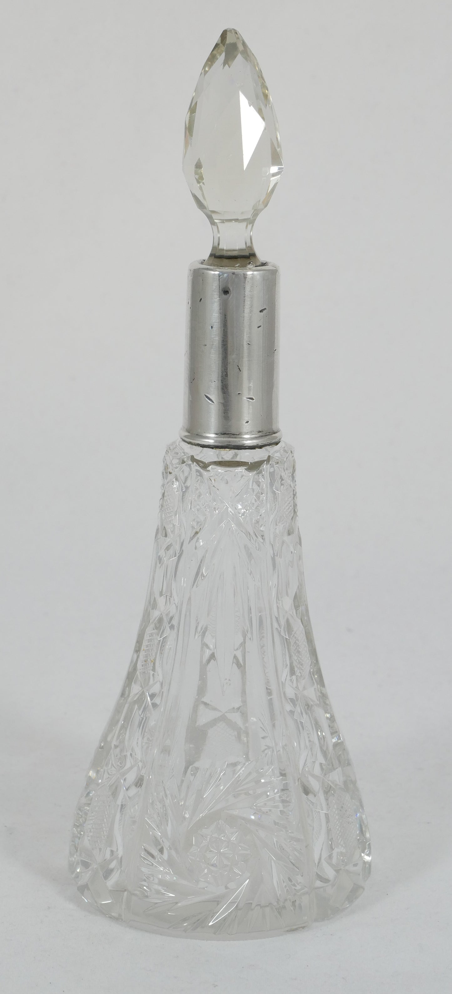 Antique Edwardian 1915 Sterling Silver Round Base Perfume Scent Bottle Stopper