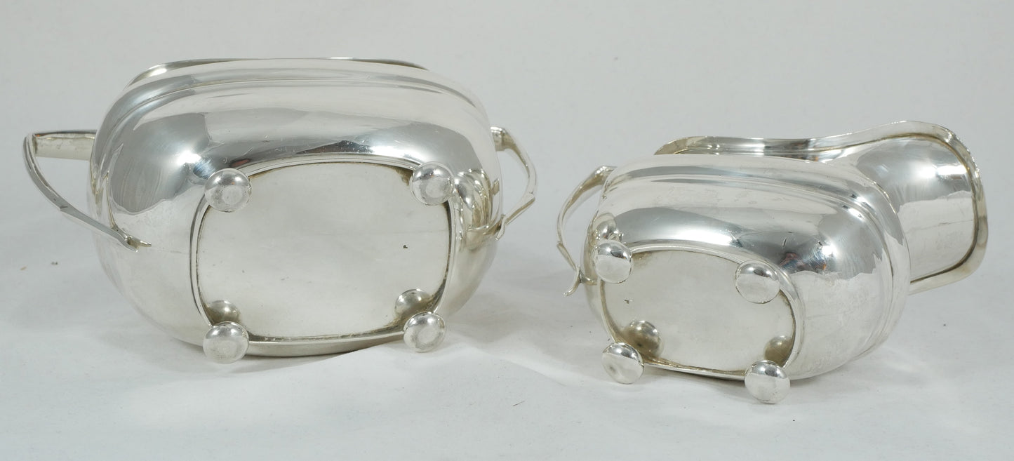 Antique Art Deco 1932 Sterling Silver 3pc Tea Set Teapot Sugar Bowl Creamer Jug