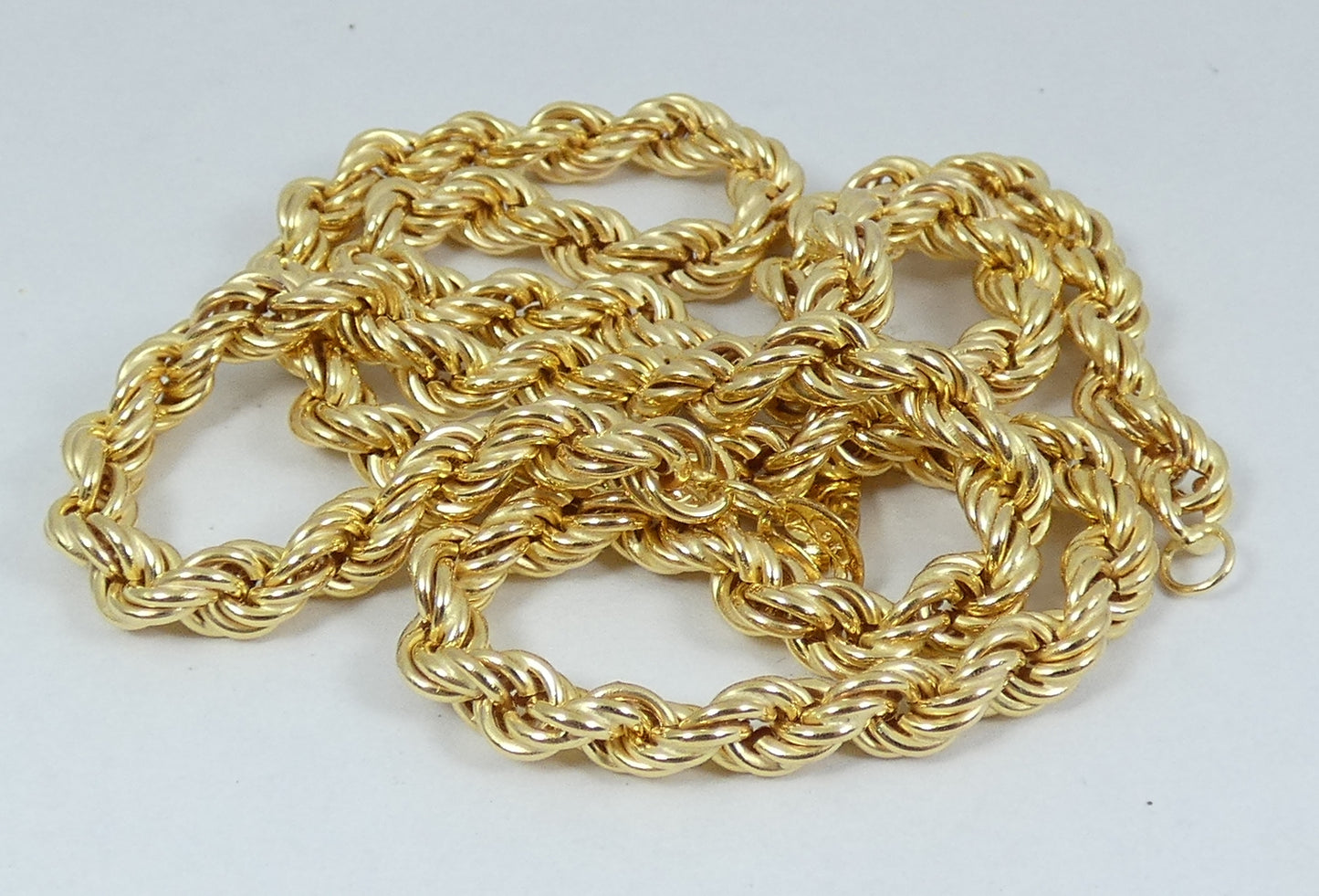 English Solid 9ct Yellow Gold 41cm 16" Twisted Rope 4mm Link Necklace Chain 375