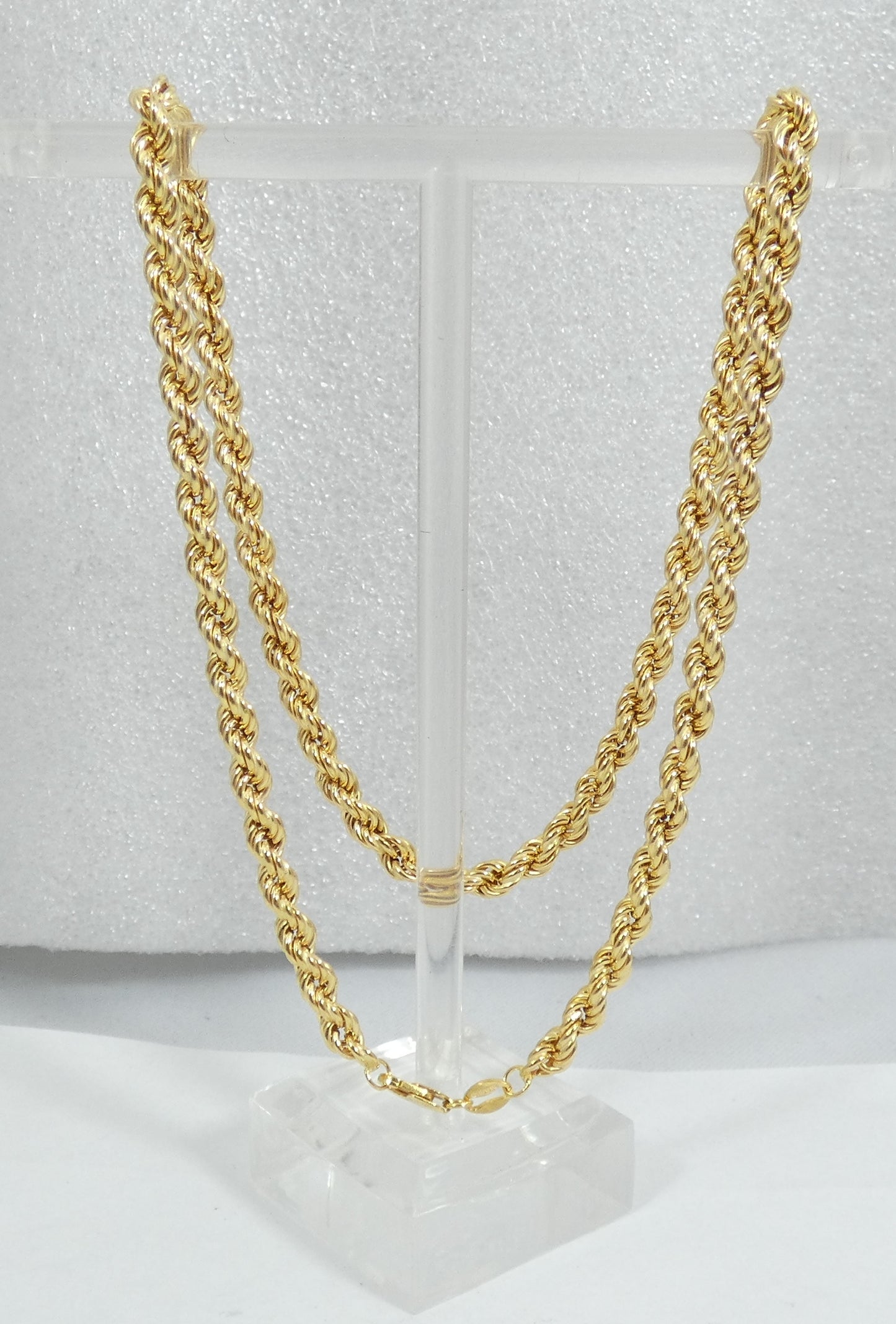 English Solid 9ct Yellow Gold 41cm 16" Twisted Rope 4mm Link Necklace Chain 375