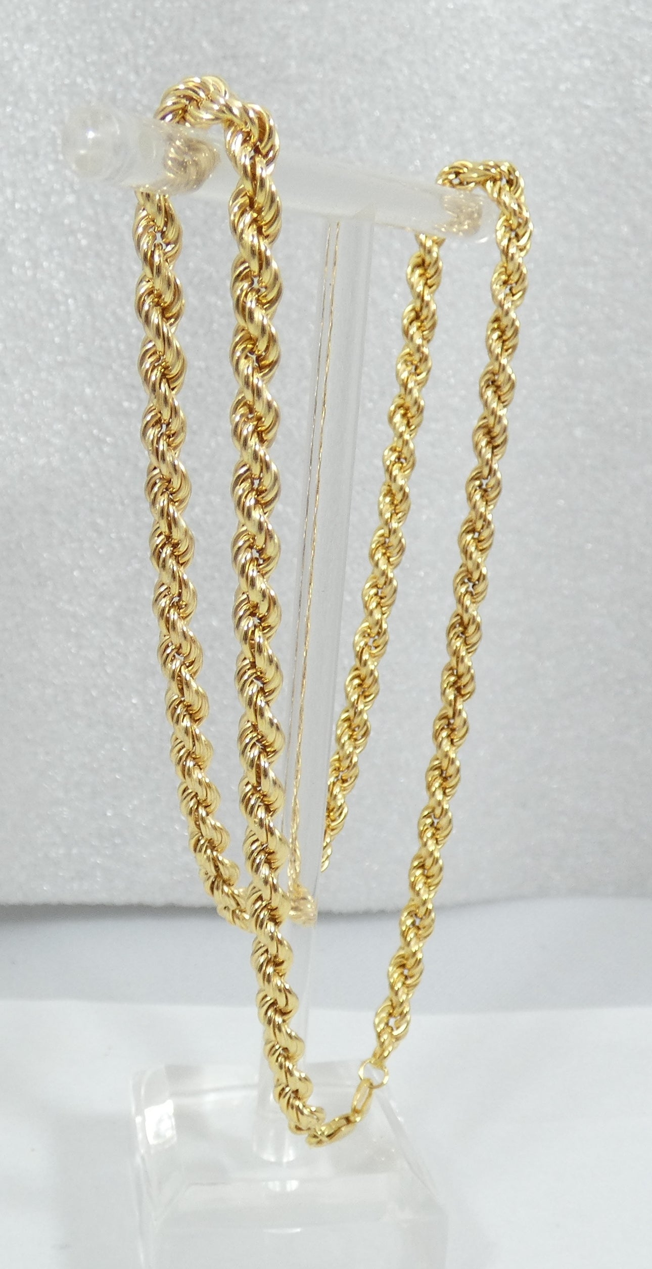 English Solid 9ct Yellow Gold 41cm 16" Twisted Rope 4mm Link Necklace Chain 375