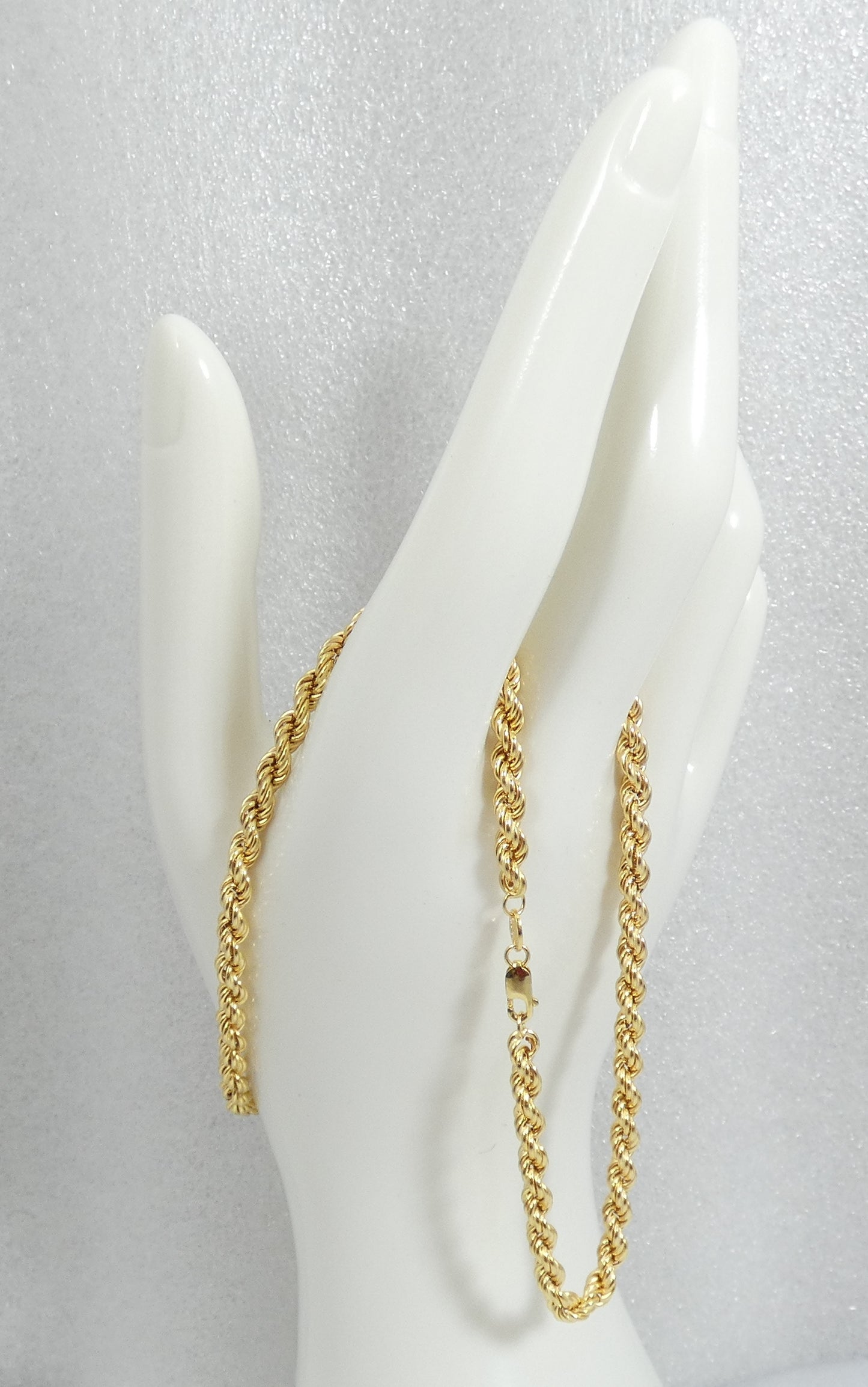 English Solid 9ct Yellow Gold 41cm 16" Twisted Rope 4mm Link Necklace Chain 375
